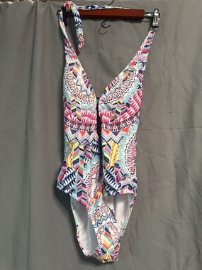 Bar III Multicolor Tribal Print One-Piece Swimsuit - Pink, Blue, Yellow
